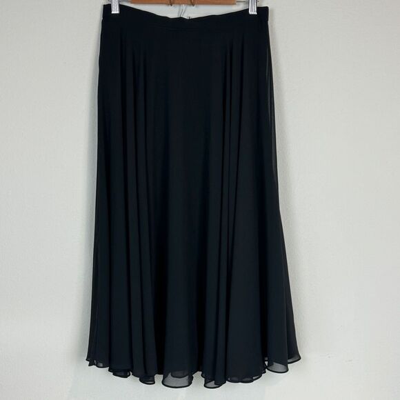 Vintage Lord & Taylor Black Crepe Full Circle Maxi Skirt Size 11/12, 29" Waist - Picture 1 of 8